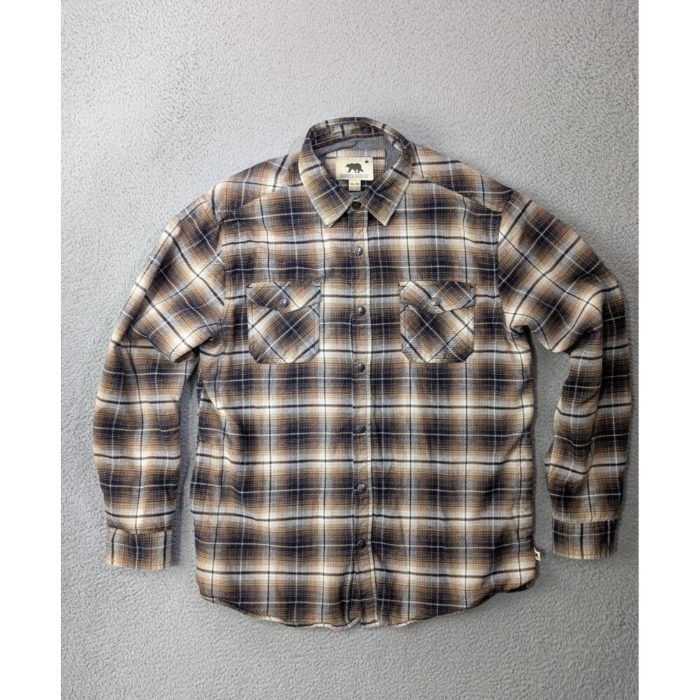 Dakota Grizzly Flannel Shirt Jacket Mens XL Brown Plaid Lined Snap Front Shacket